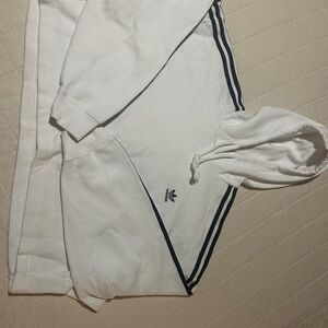 Adidas Women's White Hoodie with Black Stripes